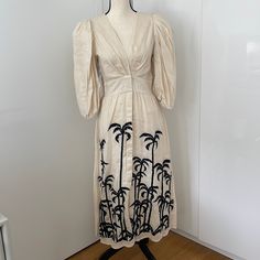 Stunning Dress, Perfect For Summer. Never Worn. Unique Embroidery. Purchased At Moda Operandi. Elegant Embroidered Dress With Embroidered Sleeves For Summer, Elegant Summer Embroidered Dress With Embroidered Sleeves, Elegant Fitted Embroidered Dress For Vacation, Elegant Embroidered Beach Midi Dress, Elegant Embroidered Midi Dress For Beach, Elegant Embroidered Floral Dress For Beach, Elegant Floral Embroidered Vacation Dress, Elegant Beach Dress With Floral Embroidery, Elegant Embroidered Dress With Floral Embroidery For Beach