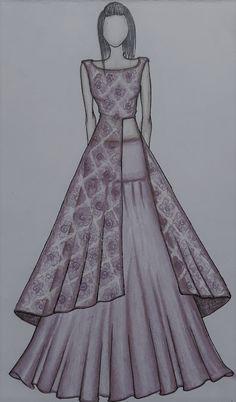 a drawing of a woman in a dress