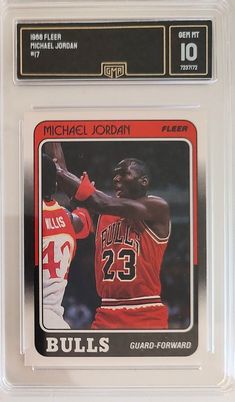 Michael Jordan 1988 Fleer #17 of 132 with GMA Grading 10.0 GEM MT. Zoom in on pics as part of description. There is reflection from protective case. This ships fast and FREE Signature Required. Contact us any questions and thanks for supporting our tiny biz.    Exported By ExportYourStore :) SKU:275535206085_D225_DF9A* Basketball Michael Jordan, Michael Jordan Jersey, Lakers Kobe Bryant, Lakers Kobe