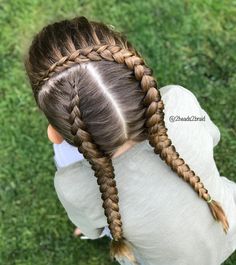 4 Strand Braids, Two Braids, Girls Braids, Toddler Hair, Funny Baby