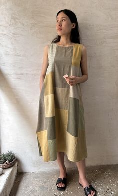 Sleeveless Beige Patchwork Dress, Summer Cotton Sleeveless Dress With Patchwork, Summer Sleeveless Cotton Dress With Patchwork, Casual Cotton Sleeveless Patchwork Dress, Cotton A-line Sundress Sleeveless, Casual Cotton Sleeveless Dress With Patchwork, Casual Cotton Patchwork Sleeveless Dress, Summer Linen Dress With Patchwork, Summer Linen Patchwork Dress