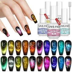 Click here are what you can get more optional: The Saviland Brand Page $8.99-$12.99Mini-Nail-Lamp $8.99-$11.99Nail-Art-Stamper-Kit $9.99-$39.99Portable-Electric-Nail-Drill $9.99-$29.9933Pcs-Gel-Nail-Polish-Kit Specification 1.Brand: Saviland 2.Capacity: 7.5ml/0.25fl.oz 3.Package Includes: 12pcs cat eye gel nail polish 4.Used For: Nail art, nail designs Features 1.Saviland cat eye gel nail polish set provides 12 different charming colors, enriching beginners or professionals DIY to make various n Nail Polish Kit, Cat Eye Gel Polish, Nail Art Salon, Glitter Gel Nails, Nail Art Set, Nail Polish Kits, Nail Polish Set, Cat Eye Gel, Gel Nail Polish Set