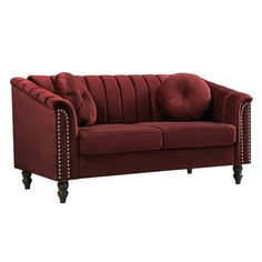 Upgrade your living room with Aukfa red velvet sofa set. Upholstered in luxurious red lint fabric, it offers a stunning pop of color. The cushions are filled with high-density foam for exceptional comfort, while the solid wood frame ensures durability. This stylish set includes a sofa, loveseat, and armchair, perfect for a coordinated look. Easy to clean, it's ideal for families and pet owners. Red Loveseat, Red Velvet Sofa, Velvet Sofa Set, Living Room Furniture Sets, Red Furniture, Sofa For Living Room, Sleep Sofa, Dream Furniture, Fabric Red