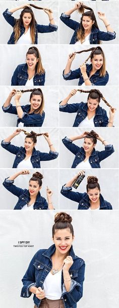 Not only do these no heat hairstyles save our hair from the scorching damage of heat styling tools which takes its toll on our tresses on a daily basis, but th No Heat Hairstyles, Lob Haircut, Short Hairstyle, Blonde Bobs, Top Knot, Hair Dos, Diy Hairstyles, Pretty Hairstyles, Bun Hairstyles