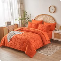 PRICES MAY VARY. AESTHETIC VERTICAL TUFTED TEXTURED - Liven up your bedroom with the Flymme all-season bedding comforter sets. Adorned with a vertical striped pattern in an eye-catching burnt orange hue, stylish & luxurious. These comfortable bed collections bring chic style to any bedroom SUPER SOFT & LIGHTWEIGHT - The bohemian bedding set is made from 100% washed microfiber fabric, which is ultra soft, breathable, and durable. The geometry textured comforter is filled with 280 GSM microfiber, Embroidery Bedding, Tufted Bed, Geometric Embroidery, Shabby Chic Farmhouse, Bed In A Bag, Chic Farmhouse, Comforter Set, A Bag, Burnt Orange