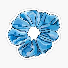 a blue scrunchy hair tie sticker on a white backround background