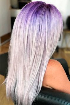 Auburn Blonde Hair, Purple Blonde Hair, Purple Grey Hair, Long Sleek Hair, Red Hair With Blonde Highlights, Gray Hair Styles, Light Purple Hair, Red Blonde Hair, Grey White Hair