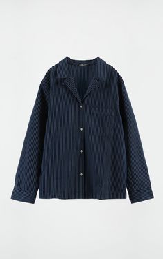 Png Clothes, Navy Blue Shirt, Striped Pyjamas, Pajama Shirt, Collar Shirt, Casual Style Outfits, Dream Clothes, Lapel Collar, Blue Shirt