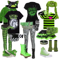 Neon Emo Outfits, Scene Core Clothes, Scene Clothing Style, Scene Emo Clothes, Emo Outfits Men 2000, Early 2000s Scene Fashion, Scene Kid Outfits 2000s, Green Scene Outfit, Scenemo Clothes