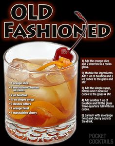 Unique Alcoholic Drinks, Old Fashion Drink Recipe, Bourbon Drinks Recipes, Pocket Cocktails, Whiskey Drinks Recipes, Bourbon Cocktail Recipe, Bartender Drinks, Liquor Recipes, Cocktail Drinks Alcoholic