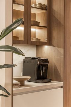 a coffee maker sits on top of a counter