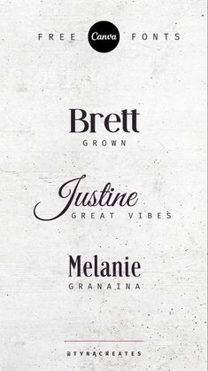 three different font styles are shown in black and white, with the words breitt grown