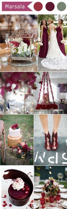 a collage of different wedding colors and details