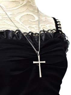 Get the ultimate cyberpunk goth look with our striking cross necklace. This unique accessory features a bold and edgy design, perfect for making a statement. The big cross pendant exudes gothic vibes, while the sleek chain adds a touch of modern cyberpunk flair.   Please note that this product includes only the necklace. Big Cross Necklace, Modern Cyberpunk, Cyberpunk Goth, Gothic Cross Necklace, Big Cross, Steampunk Fashion Male, Goth Accessories, Gothic Skirts, Gothic Cross