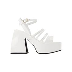 Heel: 10 Cm. Colour : Blanc - Ceramica Patent. Main Material: Patent Calfskin. Sole: Leather. Closure: Ankle Strap With Buckle. Toe: Open Round. Fit: Half A Size Bigger Than Standard - Sizing: European. Nodaleto Shoes, White Leather, Calf Skin, Ankle Strap, Buckle, Women Shoes, Sandals, Heels, 10 Things