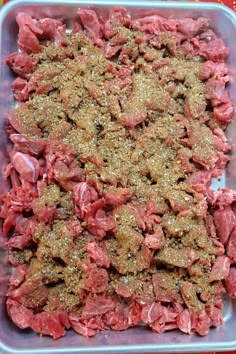 raw ground beef in a plastic container