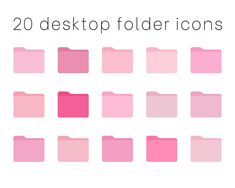 pink folders with the words 20 desktop folder icons in white and pink on them