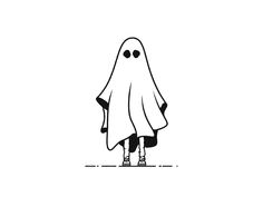 a black and white drawing of a ghost