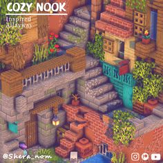 the cover for cozy nook, an animated game with lots of houses and plants