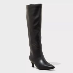 Women's Kendra Wide Calf Kitten Heel Tall Boots With Memory Foam Insole - Universal Thread™ Black 8.5wc : Target Kitten Heel Black Boots, Fall Wide Calf Knee-high Boots, Winter Wide Calf Polyurethane Boots, Knee-high Polyurethane Boots For Fall, Winter High Ankle Boots In Polyurethane, High Ankle Polyurethane Boots For Winter, Knee-high Polyurethane Heeled Boots For Winter, Knee-high Faux Leather Boots For Fall, Knee-high Polyurethane Boots Medium Width