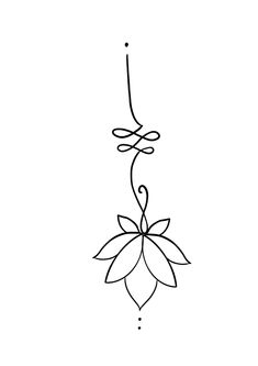 a black and white drawing of a flower on a string with the word love written in it