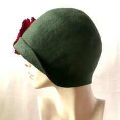 Green Felted Hats felt hats Cloche Hat Flapper 1920 Hat Green | Etsy Fitted Cloche Winter Hat, Winter Fitted Cloche Hat, Solid Winter Felt Hat, Solid Color Felt Hat For Winter, Fitted Felt Hat Bands For Winter, Warm Brimmed Hat, Fitted Warm Brimmed Hat, Fitted Wool Cap, Merino Wool Beanie Hat