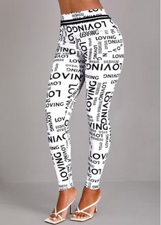 Color:White;Size:L;Package Contents:1 X Leggings; Jogging Leggings, Slim Leggings, Elastic Waist Leggings, Sport Woman Fitness, Black Leggings Outfit, Printed Yoga Pants, Ankle Length Leggings, Leggings Casual, Sports Leggings