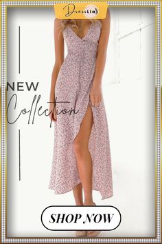 Elegant Spaghtetti Floral High Thigh Split Midi Dress Split Legs, Gauze Dress, Color Pick, Navy Pink, Body Types, Midi Length, Homecoming, Long Dress, Split