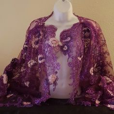 This Is For The Sample Jacket Top Pictured. Custom Orders Will Be Filled At The Original Regular Full Price. This Beautiful Floral Embroidered Tulle Lace Shrug/Jacket Is One Of My Favorite Pieces. It Is Also Beautifully Embellished With Floral And Metallic Sequin Embroidery All Over. This Garment Is A One Size Fits Most. This Item Is A Final Sale. No Exchanges Or Refunds Will Be Given. Absolutely No Exceptions Will Be Made. Shrug Jacket, Lace Shrug, Bridal Tops, Sequin Embroidery, Embroidered Tulle, Sequins Embroidery, Tulle Lace, Jacket Tops, Custom Orders