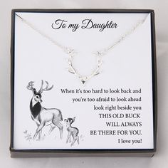 Hunter Necklace - To My Daughter - This Old Buck Will Always Be There For You - Gnt17004 Her Outfits, Antler Necklace, Love Message, The Princess, Love Messages, Christmas Thanksgiving, In A Box, Best Gift, My Daughter