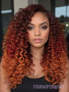 30 Shades of Ombré: A brunette's Journey to Bright Hair Pop Of Color Hair, Copper Hair With Highlights, Bright Copper Hair, Ombre Hair Color For Brunettes, Brunette Curls, Medium Brunette Hair, Black Women Hair Color, Medium Length Curls, Temporary Hair Dye