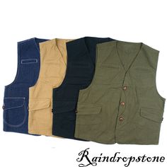 Vintage Game Pocket Canvas Vest Hunting Fishing Outdoor Waistcoat Jacket For Men   Color:Black,Denim,Khaki,Dark Blue Material:Cotton&Denim Asian Size: S-2XL Description : Friendly Tips: The size is measured by hands, please allow minor error of measurement. Photo color might be a little different from the actual product due to color display of different monitors.           Payment 1. We accept PAYPAL only. 2. Payment must be made within 7 days of auction closing (Unpaid dispute will automaticall Hunting Suit, Canvas Vest, Hunting Vest, Cargo Vest, Fishing Vest, Work Suits, Cotton Vest, Vests Mens, Retro Men