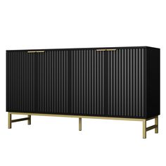 a black and gold cabinet with two doors