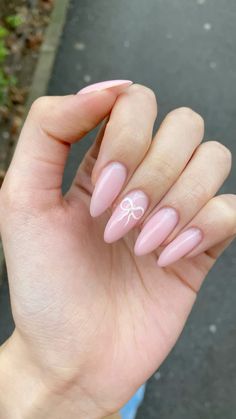 #coquette #coquettenails #bow #bownails #nails #nailinspo Coquette Nails Acrylic Almond, Square Coquette Nails, Easy Coquette Nails, Pink Nails With Bow Design, Nails W Bows, Pink Nails Bow, Bow Design Nails, Couqutte Nail Ideas, Coquette Nails Almond