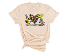 #ad Premium Sunflower Peace Love Country Leopard T-Shirt Farm Cowgirl Cowboy Boot Shirt, Fashion womens top Love Country, Farm Clothes, Cowgirl Cowboy, Iron Decoration, Cowboy Boot, Dtg Printing, Peace Love, Heather Black