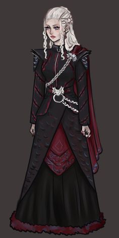 Daenerys targaryen Targaryen Fashion Art, Hotd Dragons Outfits, Targaryen Outfit Aesthetic, Targaryen Dress Art, House Of The Dragon Outfit Ideas, Queen Dress Royal Medieval, Queen Outfits Royal Medieval, Targaryen Outfit