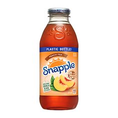 a bottle of snapple peach tea on a white background