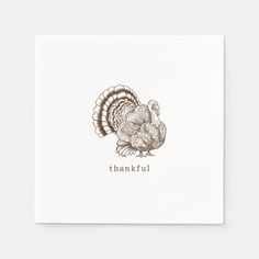 a thanksgiving card with a turkey on the front and words that say, thank you