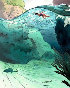 Summer Illustration Art, Water Reference, Underwater Illustration, How To Draw Water, Sea Drawing, Water World, Sea Illustration, Drawing Water, Colors Inspiration