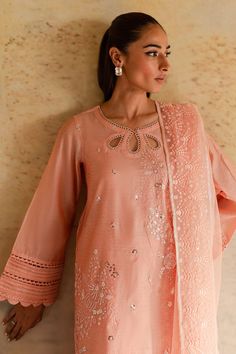 Product Description: Embroidered Paper Cotton Shirt Paired With Embroidered Organza Duppatta, Dyed Cotton Trouser And Inner Embroidered Paper, Embroidered Organza, Suit Fabric, Shalwar Kameez, Pakistani Outfits, Winter 2024, Cotton Shirt, Clothing Brand, Online Shopping