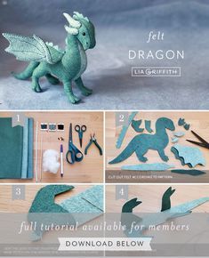 the instructions for how to make a felt dragon