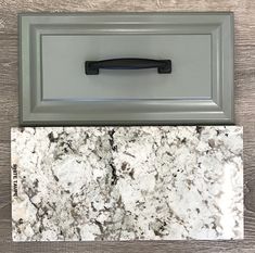 January 2021 Designer Pairing Pick by Amy Light Granite Countertops, Grey Granite Countertops, Green Kitchen Island, Granite Countertops Colors, Sage Kitchen, White Granite Countertops, Sage Green Kitchen, Green Kitchen Cabinets, Grey Countertops