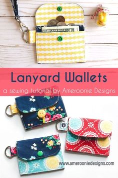 several small wallets are shown with the title, how to sew them?