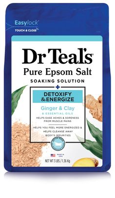 Dr Teal's Soaking Solution combines pure Epsom salt (Magnesium Sulfate USP) which has long been known to revitalize tired, achy muscles and refresh skins appearance, with luxurious essential oils to soothe the senses and help provide relief from stress. Ginger and Clay help to cleanse your body by removing harmful toxins while helping you feel more energized. Soak for 20 minutes for relief of sore muscles. Be sure to combine with your favorite Dr Teal's Foaming Bath Our bags feature a VELCRO Bra Velcro Bra, Epsom Salt Magnesium, Body Detoxification, Period Hacks, Foaming Bath, Magnesium Sulfate, Cleanse Your Body, Health Knowledge, Epsom Salt