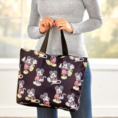 Disney Mickey Mouse Tote Bag With Velcro Closure. Body Is 100% Polyester And Can Easily Be Wiped Clean. Measurements: 13.75”Wx4.25”Dx19”H Polyester Imported Disney Minnie Mouse Purse, Disney Princess Backpack, Original Mickey Mouse, Princess Backpack, Mickey Mouse Backpack, Minnie Mouse Backpack, Mickey Mouse Pictures, Reusable Lunch Bags, Vintage Winnie The Pooh