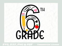 the 6th grade logo with pencils and an apple