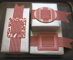 red and white wrapping paper on top of each other with matching ribbon around the edges