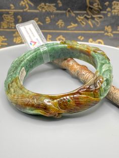 Chinese Jade Carving, Pale White, Chinese Jade, Double Bass, Jade Gemstone, Lotus Blossom, Little Dragon, Jade Bangle, Jade Carving