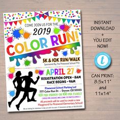 this is an image of a colorful run poster