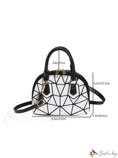 BirdinBag - Geometric Patchwork Shoulder Bag: Stylish Triangular Design, Solid Color, PU Leather - Womens New Fashion White Geometric Bag For Everyday Use, White Geometric Everyday Bag, Everyday Geometric White Bag, Trendy Black Geometric Bag, Everyday Geometric White Bags, Geometric Bag With Adjustable Strap, Daily Geometric Pattern Bags, Daily Use Geometric Pattern Bags, Dome Bag